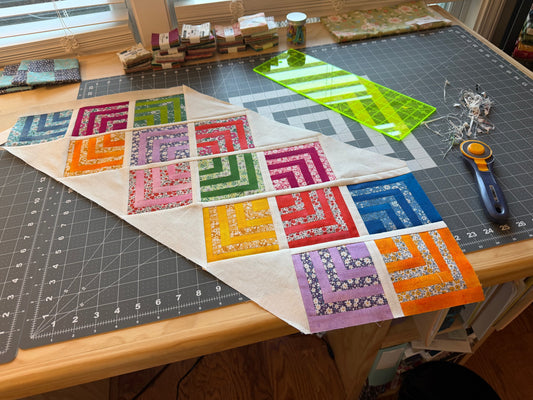 Currently Stitching: Spring Log Cabins